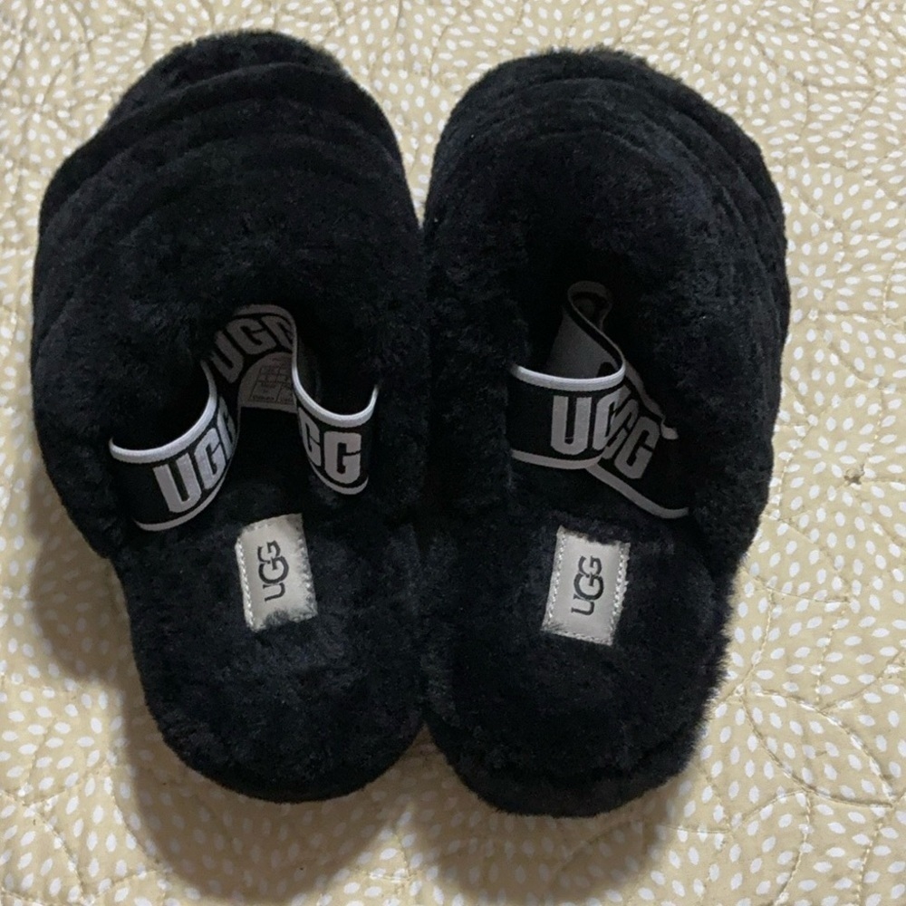 Ugg Women's Fluff Yeah Blk Comfort Slides Slippers Size 8 - Picture 8 of 13